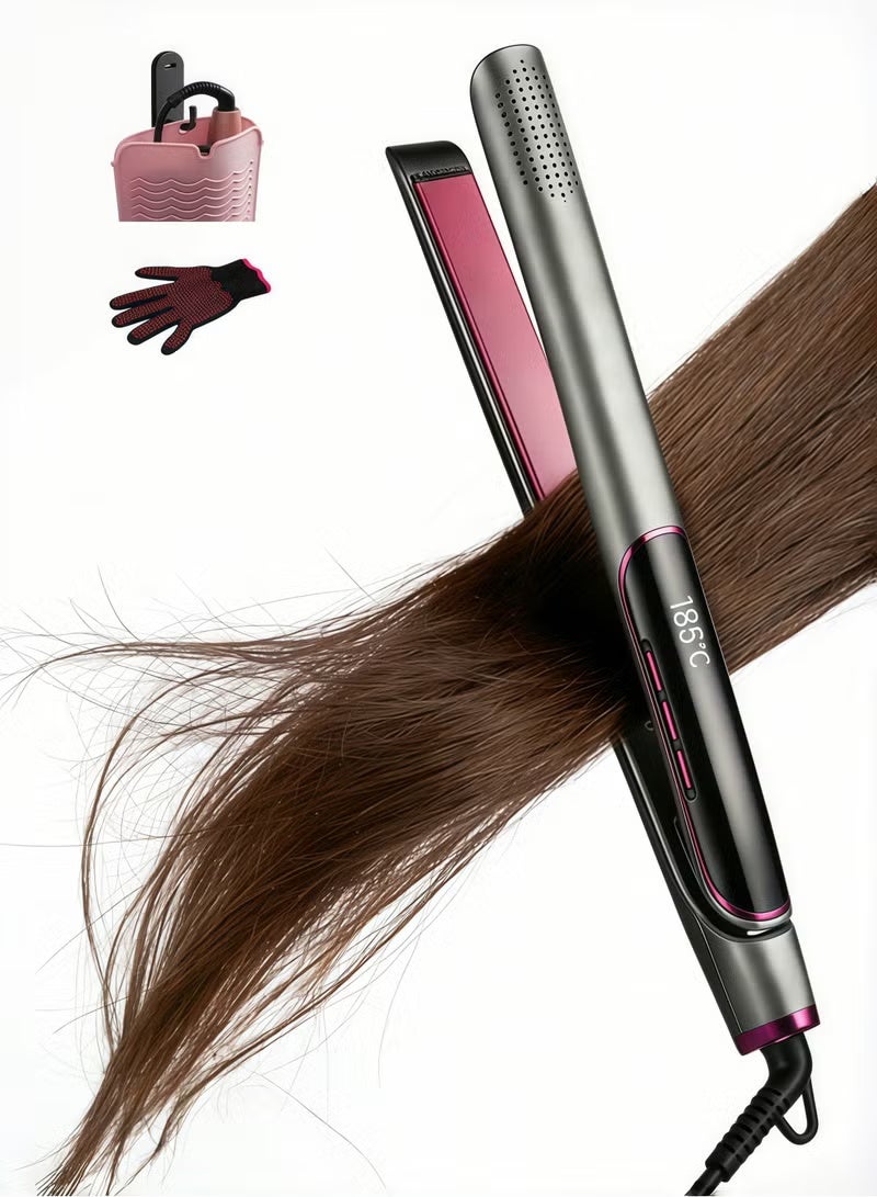 Bolivia's Hair Straightener and Curler 2 in 1 Ceramic Flat Iron - 4 Heat Settings and Heats Up to 230°C with a Heat-Resistant Silicone Pad and Gloves - Image 1